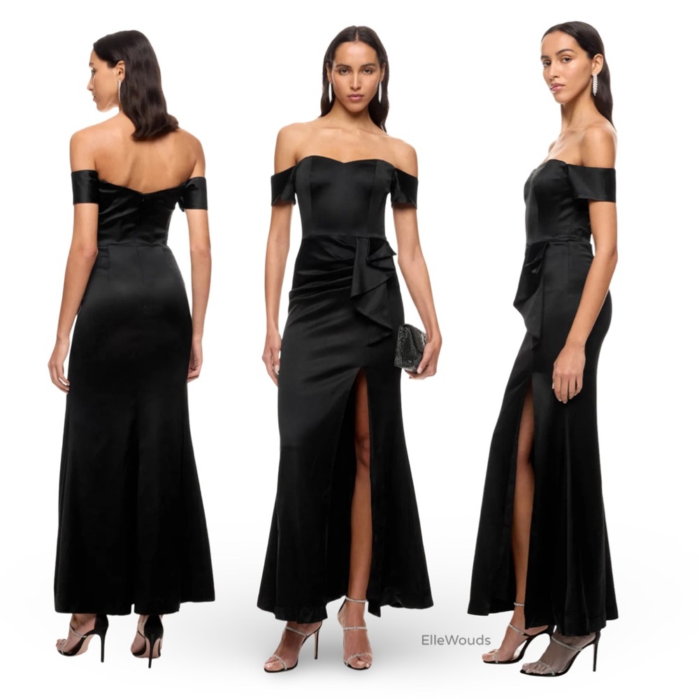 Dress The Population Off-Shoulder Black Gabrielle Dress Size Small
